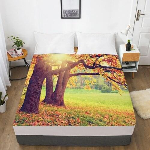 Elastic fitted sheet bed sheet With An Elastic Band 160x200/180/200/150x200 Mattress Cover Bed cover 1pc fallen leaves