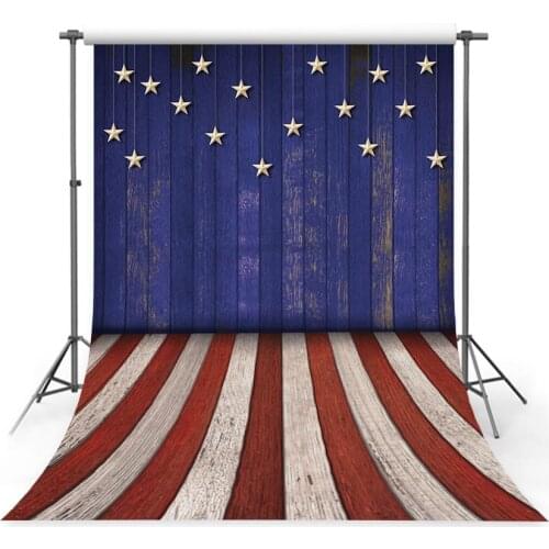 Photography backdrop 4th of july 10x10 retro wood floor blue wall glitter stars independence day kids back drop photography