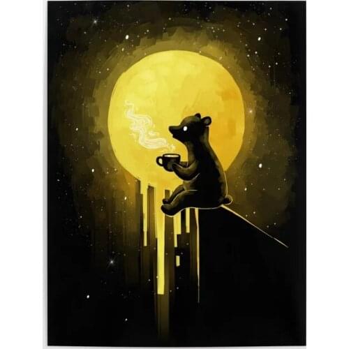 HD Prints Canvas Wall Honeymoon Art Painting Posters Bear Modular Pictures Night Modern Home Decoration Living Room No Framework