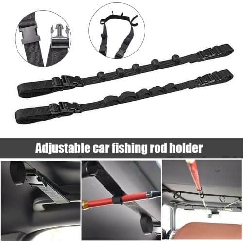 Hot 1/2PCS Fishing Rod Holder Vehicle Carrier Car Rest Belt Strap Organizer Strap Tool Adjustable DO2