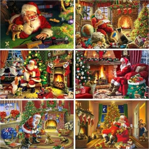 HUACAN 5D Diamond Painting Christmas Santa Claus Full Square Drill Embroidery Handcraft Art Kits Home Decoration Lover Gift