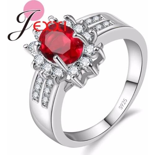 Fine 925 Sterling Silver Jewelry for Women Clear CZ Crystal Finger Ring for Wedding Engagement Fashion Flower Ring 6 Color