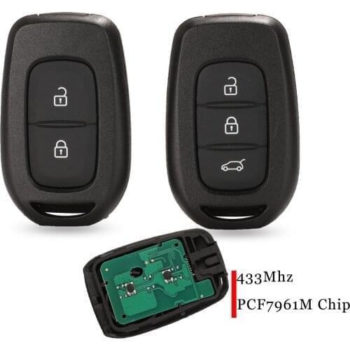 Jingyuqin 10pcs 2/3 Button Remote Key 434MHZ With 4A PCF7961M Chip For Renault Sandero Dacia Logan Without Blade