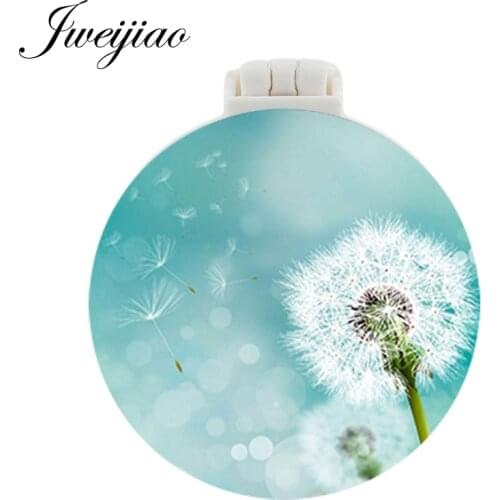 Youhaken Dandelion Pocket Mirror With Massage Comb Folding Round Travel Mirror Makeup Hand Vanity Purse Mirrors gift for women