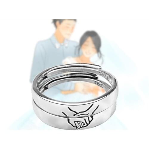 2020 New Arrival Anillos Anel Masculino Tibetan Silver Pair Rings For Couple Hold Your Hand Lovers Open Rings For Jewelry Gift