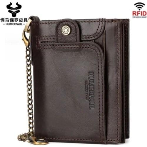 Cow Leather Rfid Genuine Leather Wallets Men Wallet Credit Business Card Holders Vintage Brown Leather Wallet Purses Quality