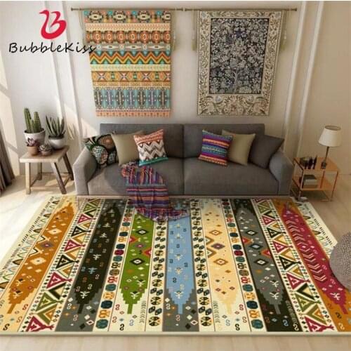 Rugs and Carpets for Home Living Room Colored Retro Geometric Pattern Non-slip Carpet Area Rug for Bedroom 100% Polyester