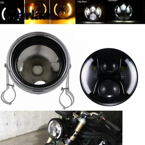 Marlaa 7" H4 Motorcycle Accessories Headlight 7 inch Led Headlamp Housing Bracket For Chopper Cafe Racer Bobber Curisers