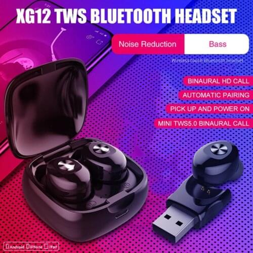 Mini TWS XG12 Bluetooth 5.0 True Wireless Earphones Dual Pass 3D Stereo Sound Sports Headphones With Microphone fone bluetooth