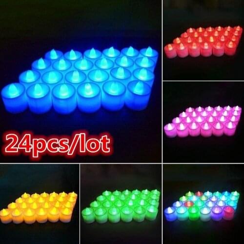 24pcs/set Fashion Popular White Led Tea Light Flameless Battery Candles Wedding Party Romantic Halloween Christmas
