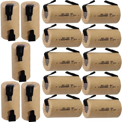Mosow warehouse fast delivery! 15 pcs SC battery 1300mAh 1.2V 4.25cm*2.2cm NICD subc battery replacement for power tools