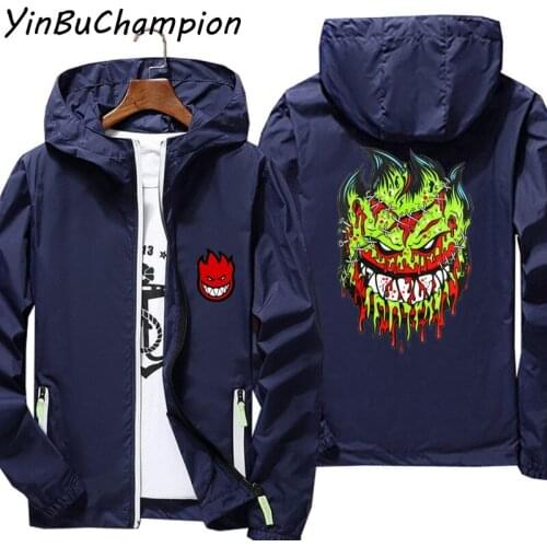Ripper Spitfire Zombie Wheels Mens Windbreaker Zipper Sunscreen Skin Thin Hooded Outdoor Sports Pilot Jacket Oversized S-7XL