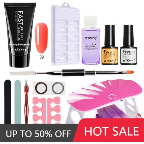 WiRinef Poly Extension Nail Gel Set Professional UV 6W Fast Builder Gel Nail Varnish Nail Art Nail Tools Kit