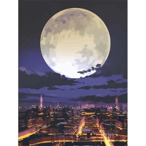 Landscape Moon DIY Embroidery 11CT Cross Stitch Kits Needlework Craft Set Cotton Thread Printed Canvas Home Decoration Sell