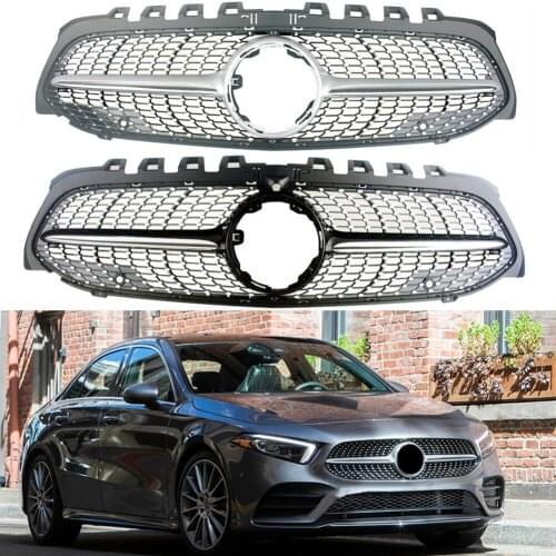 Front Bumper Racing Grill Billet Grille Cover For Mercedes-Benz W177 A-Class 2019 2020 2021 Diamond