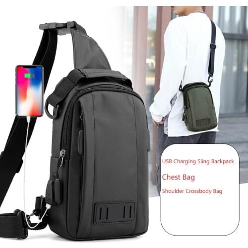 Nylon Men Men Sling USB Charging Backpack Chest Bag Rucksack Travel Women Shoulder Bags Daypack for Outdoor School Work