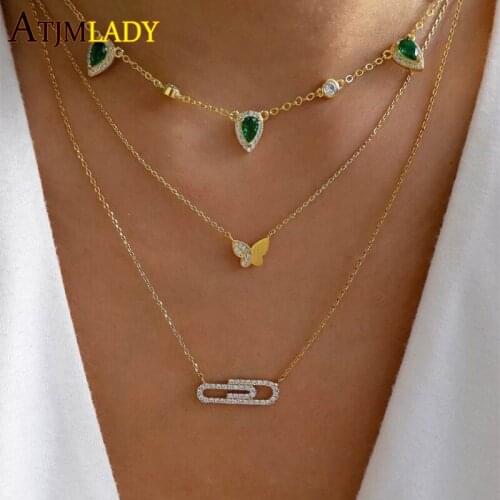2021 new arrived gold color rainbow jewelry colorful tear drop cz charm 35+10cm birthstone choker sexy women necklace