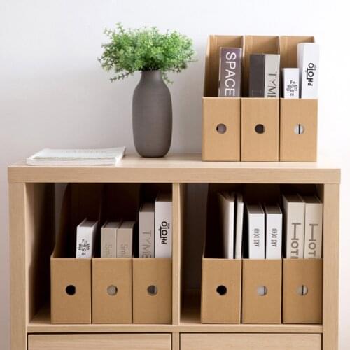 Office Desk File Magazine Holder Kraft Paper Leaves Print Books Document Storage Box Home Desktop Cabinet Organizer Rack