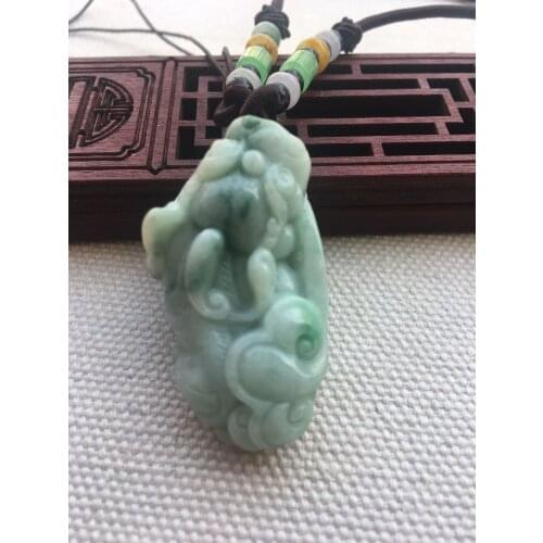 Natural Myanmar jade hand-carved green jade pendant necklace emerald pendants necklaces jadeite jade jewelry