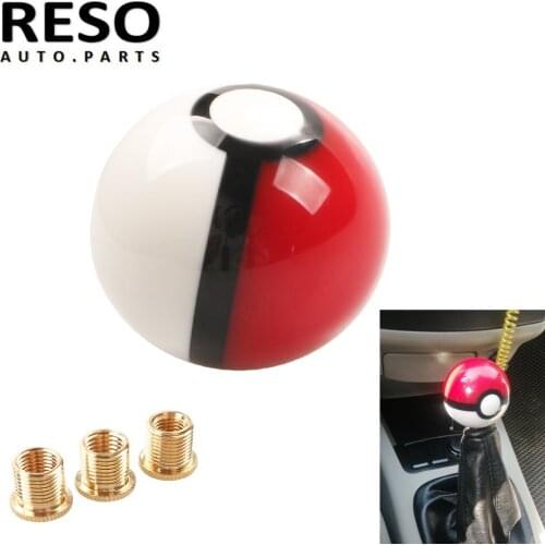 RESO-12x1.25mm Black 8 Ball Shift Knob Pokeball Shift Head Pokemon PokeBall With Adapters