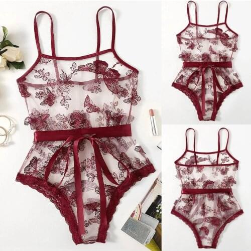 Sexy Lace Lingerie Sexy Hot Erotic Embroidery Costumes Womens Transparent Sex Underwear Nightwear Female Temptation Sex Clothes