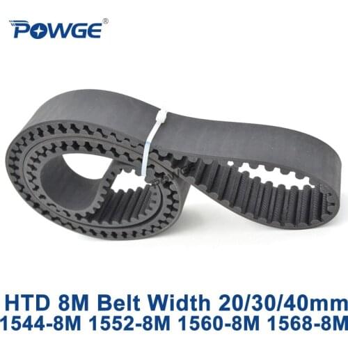 POWGE HTD 8M synchronous Timing belt C=1544/1552/1560/1568 width 20/30/40mm Teeth 193 194 195 196 HTD8M 1552-8M 1560-8M 1568-8M