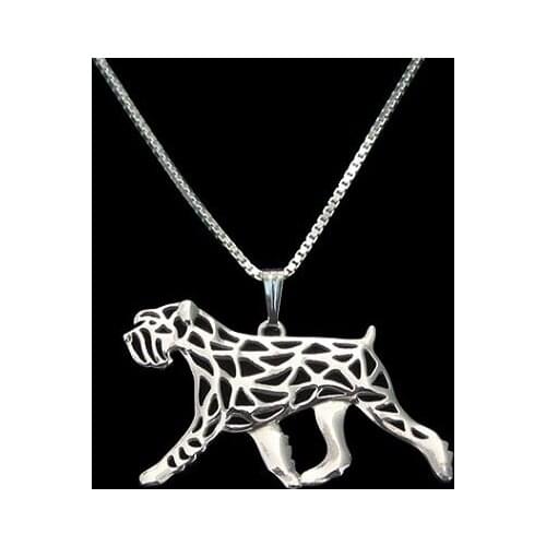 Standard Schnauzer (natural ears) pendant necklace women gold silver plated Simple abstract animal jewelry