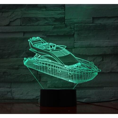 3D LED Night Light Ship Yacht 7 Colors Light Office Home Decoration Lamp luminaria Amazing Visualization Optical Tafellamp 1040