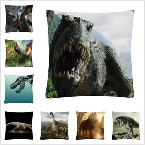 Ferocious ancient dinosaur pattern Soft Short Plush Cushion Cover Pillow Case for Home Sofa Car Decor Pillowcase 45X45cm