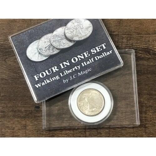 Four In One Walking Liberty Half Dollar Set By J.C Magic Tricks Coin Appear Vanish Magician Close Up Illusions Gimmick Mentalism