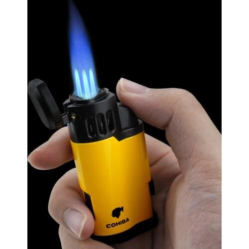 Cohiba Cigar Cigarette Tobacco Lighter 3 Torch Jet Flame Refillable With Punch Smoking Tool Accessories Portable