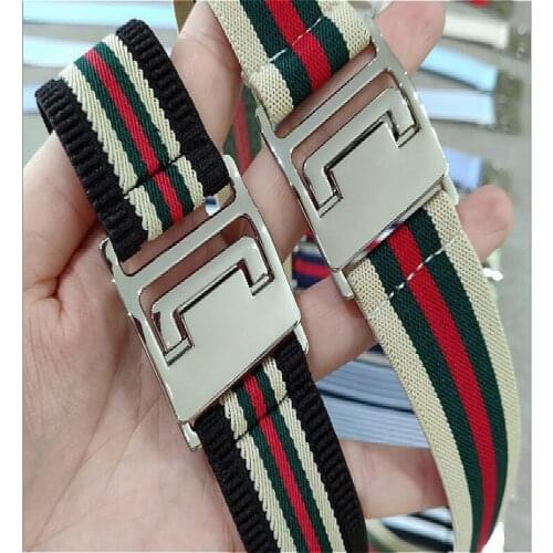 Women G Designer Elastic Invisible Belt For Jeans Dresses Girl Ladies Waistband Cummerbund Multi-Function Waist Belt Easy Buckle