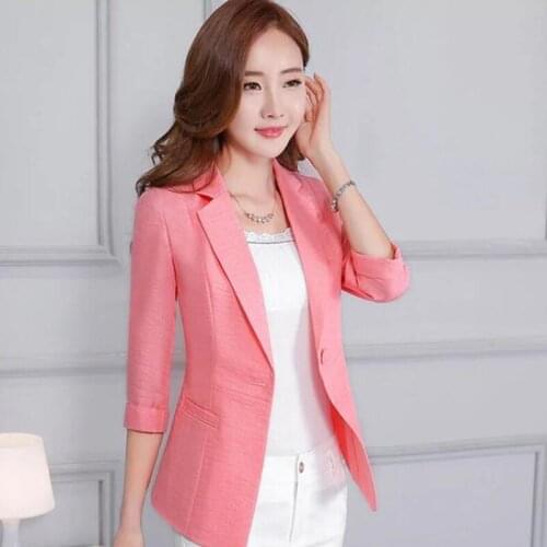 New Plus Size 3XL 4XL Suit Female 2021 Summer Blazer Women Coat All-Match Casual Fashion Seven-Point Sleeve Thin Outerwear
