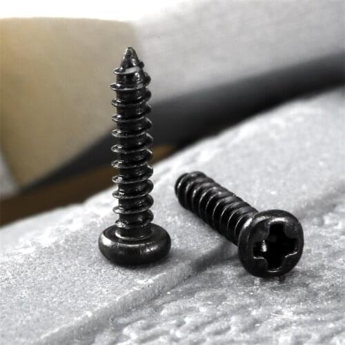 100Pcs Black M2 *10mm Stainless Steel Self-tapping Thread-Forming Round Phillips Cross Pan Head Cap Screws Nuts Bolts Fasteners