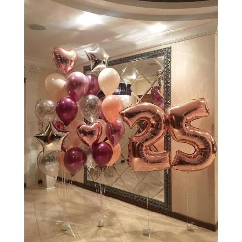 16pcs 25 years old boy girl birthday decoration 30inch number balloon rose gold pink star foil balloons Adult ceremony party