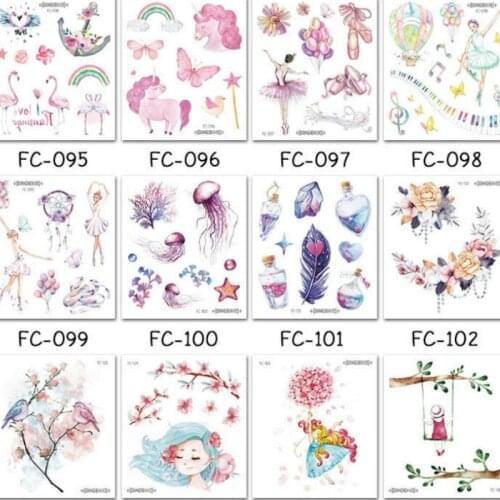 Temporary Tattoo Sticker Unicorn Flowers Body Tattoo Stickers Chest Waterproof Cherry Blossom Tree for Women Kids Fake Tattoo