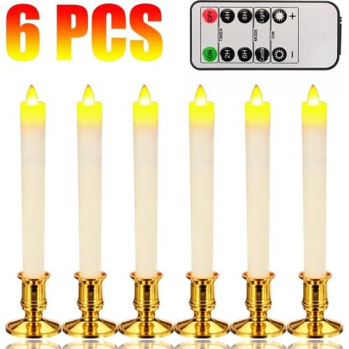 6 Remote LED Candles Control Electric LED Flameless Candles Battery Flickering Lights Decors Ornaments