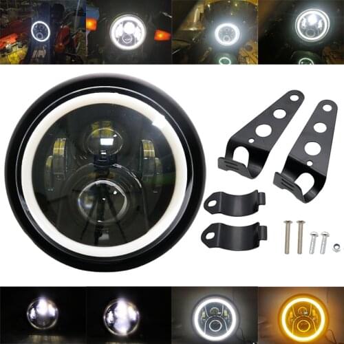 7inch Round LED Headlights Halo Ring Angel Eyes Motorcycle Headlamp 7" Headlight Housing Motorcycle Mounting brackets