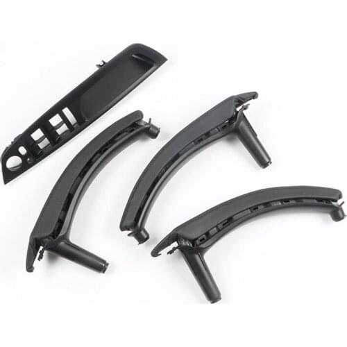 7Pcs/Set LHD RHD Car Interior Inner Door Leather Pull Handle Bracket and Outer Skin Trim Cover For BMW E70 E71 X5 X6 2007-2013