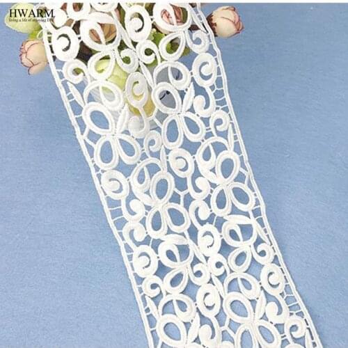 5yard white lace fabric trim DIY High-end fashionable bilateral lace fabrics cloth wedding decoration computer embroidery laces