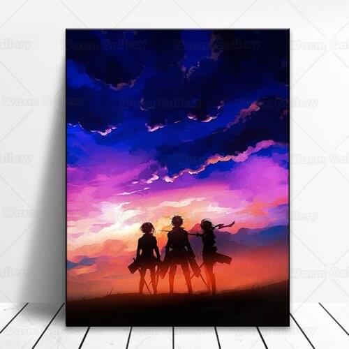 Home Decoration Attack On Titan Canvas Painting Hd Prints Anime Colorful Sky Pictures Wall Art Modular Poster Bedside Background