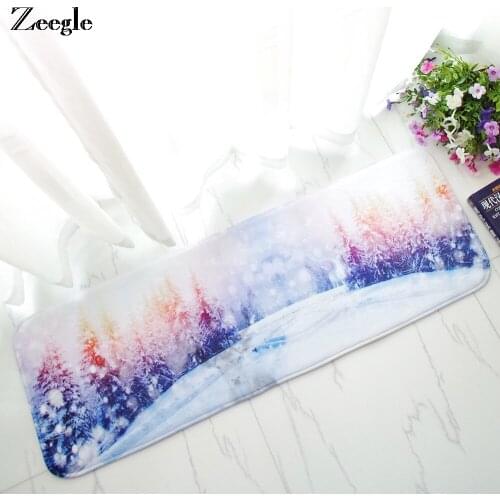 Zeegle Landscape Flannel Bedroom Bedside Rug Anti-slip Floor Carpets For Living Room Yoga Cushion Absorbent Kitchen Area Rugs