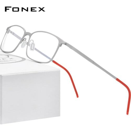 FONEX Pure Titanium Eye Glasses Frames for Men Square Prescription Eyeglasses 2020 New Vintage Optical Korean Eyewear Women 8551