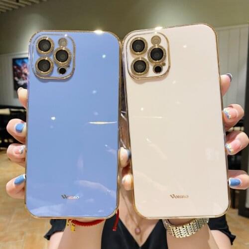 HOCE Lens Protection Fashion Case For iPhone X XS XR XS Max 11 12 Pro Max Integrated Lens Plating Cover For iPhone 12 Pro Cases