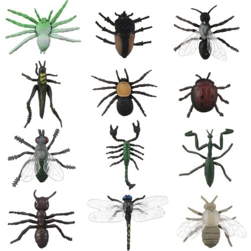New 12 Styles/Package Insect Simulation PVC Model Toys Wild Animals Insect Science Model Tricky Toys