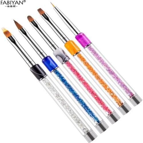 Nail Art Brush Pen Rhinestone Crystal Acrylic Tips Gel Polish Decoration Painting Drawing Line Fin Flat Gradient Tools Manicure