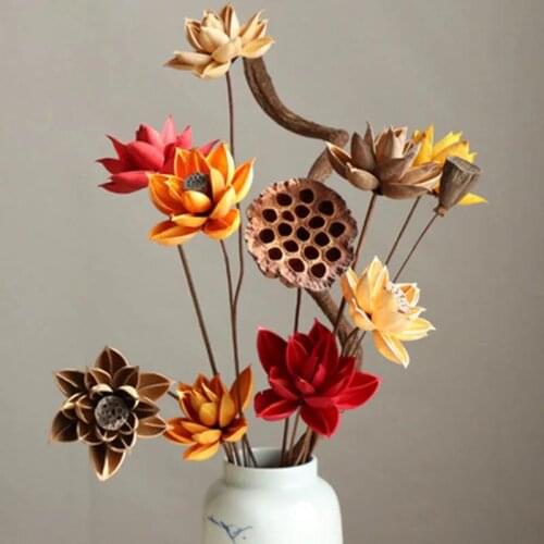 1 PCS Lotus Flower Artificial Bouquet Garden Wedding Decor Christmas Home Furnishings Decor Table Flower Arrangement Flower Art