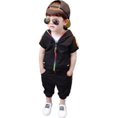 Fashion Children Boys Girls Sport Clothes New Summer Baby Pure Cotton Hoodies Pants 2 Pcs/Sets Kids Clothing Suits Tracksuits