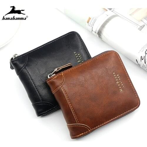 Mens Leather Wallet Clutch Bag Wallet Luxury Short Male Pocket Bag For Coin Money Zipper Wallet Mini Small Purse Promotion 2021