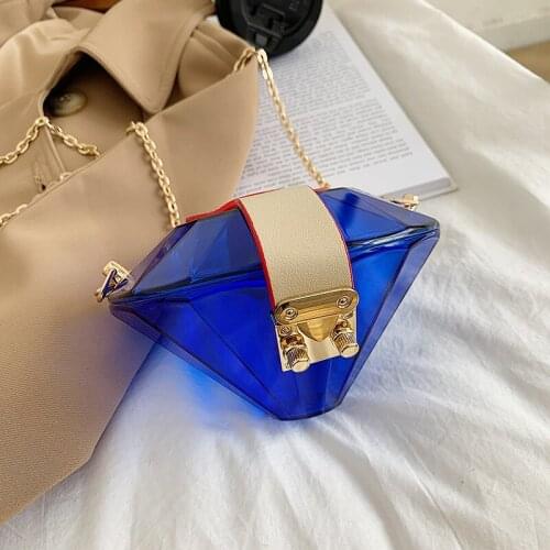 Creative Acrylic Diamond Shape Womens Purses and Handbags Mini Chain Shoulder Bag Party Clutch Evening Bag Luxury Designer Bag